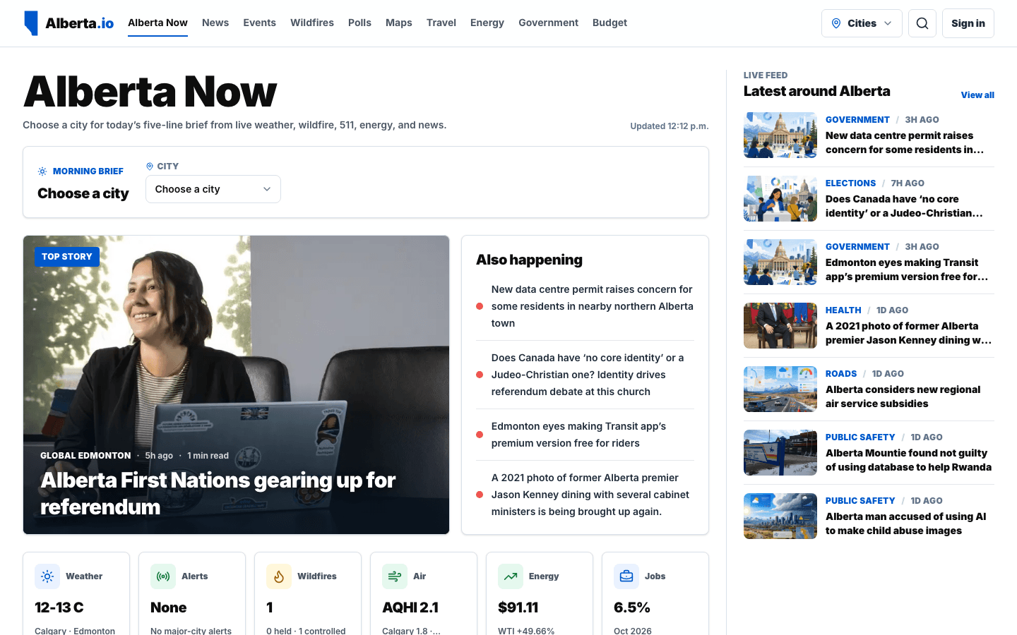The Alberta.io home page